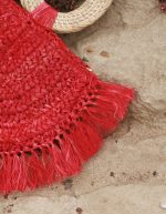 Warrior Raffia Straw Bag in Red - Image 2