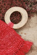 Warrior Raffia Straw Bag in Red - Image 3