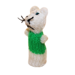 Story Book Mouse Finger Puppet (white & green) - Image 2