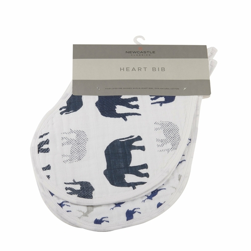 SKU727_IN_THE_WILD_ELEPHANT_HEART_BIBS_COTTON_IMAGE1_LR.jpg In The Wild Elephant Cotton Burp Cloth Bib 2PK - Image 1