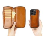 Apple iPhone 14 Series Detachable and Zipper Leather Wallet Case - PMW - Image 30