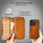 Apple iPhone 14 Series Detachable and Zipper Leather Wallet Case - PMW - Image 27