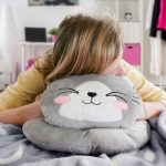 Glow in the dark Blanket, Moon Stars & Cat Neck Pillow-Gray - Image 2