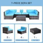 Outsunny 7 Piece Rattan Sofa Set Outdoor Furniture Patio Set - Image 4