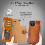 Full Leather Coating Detachable Wallet Case for Apple iPhone 13 Series - Image 4