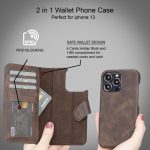 Full Leather Coating Detachable Wallet Case for Apple iPhone 13 Series - Image 10