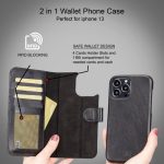 Full Leather Coating Detachable Wallet Case for Apple iPhone 13 Series - Image 15