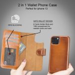 Full Leather Coating Detachable Wallet Case for Apple iPhone 13 Series - Image 35