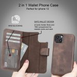 Full Leather Coating Detachable Wallet Case for Apple iPhone 13 Series - Image 39