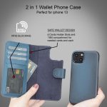 Full Leather Coating Detachable Wallet Case for Apple iPhone 13 Series - Image 51