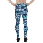 Mens Leggings - Blue Geometric Triangles Leggings - Image 3