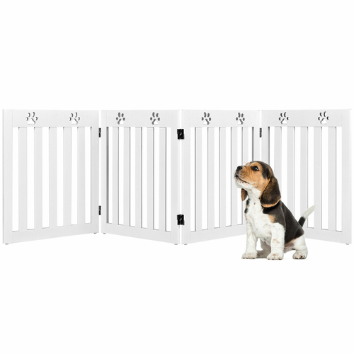 133_24.jpg 4 Panels Foldable Dog Gate with 360° Hinges - Image 1
