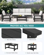 HDPE Outdoor Patio Furniture Set, 7-Piece Outdoor Sectional Patio - Image 7