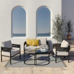 5-Piece Outdoor Furniture Set with Thick Cushions and Coffee Table,