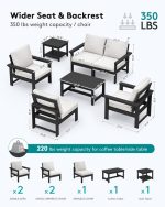 HDPE Outdoor Patio Furniture Set, 7-Piece Outdoor Sectional Patio - Image 2