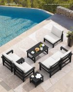 HDPE Outdoor Patio Furniture Set, 7-Piece Outdoor Sectional Patio - Image 5