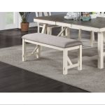 Dining Room Furniture 1x Bench Gray Fabric Cushion Seat White Clean