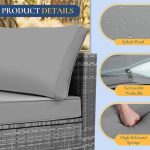 7 Pieces Outdoor Patio Furniture Set, Wicker Sectional Sofa Set Rattan - Image 3