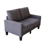 Modern Living Room Furniture Loveseat in Dark Grey Fabric - Image 3
