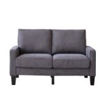Modern Living Room Furniture Loveseat in Dark Grey Fabric - Image 2