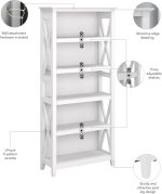 Bush Furniture Tall 5 Shelf Bookcase for Living Room or Home Office, - Image 4