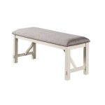 Dining Room Furniture 1x Bench Gray Fabric Cushion Seat White Clean - Image 2