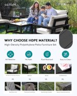 HDPE Outdoor Patio Furniture Set, 7-Piece Outdoor Sectional Patio - Image 3