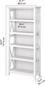 Bush Furniture Tall 5 Shelf Bookcase for Living Room or Home Office, - Image 2