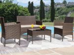 Patio Furniture 4 Pieces Conversation Sets Outdoor Wicker Rattan - Image 2