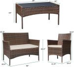 Patio Furniture 4 Pieces Conversation Sets Outdoor Wicker Rattan - Image 6