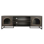 TV furniture DKD Home Decor Black Crystal Metal (150 x 50 x 45 cm) - Image 6