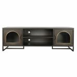 TV furniture DKD Home Decor Black Crystal Metal (150 x 50 x 45 cm) - Image 5