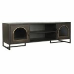 TV furniture DKD Home Decor Black Crystal Metal (150 x 50 x 45 cm) - Image 2