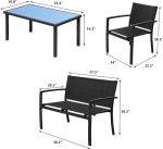 4 Pieces Patio Furniture Set Outdoor Garden Patio Conversation Sets - Image 8