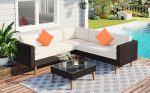 4-pieces Outdoor Wicker Sofa Set, Patio Furniture with Colorful - Image 2