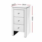 Artiss Mirrored Bedside table Drawers Furniture Mirror Glass Quenn - Image 2