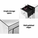Artiss Mirrored Bedside table Drawers Furniture Mirror Glass Quenn - Image 5