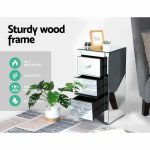 Artiss Mirrored Bedside table Drawers Furniture Mirror Glass Quenn - Image 7