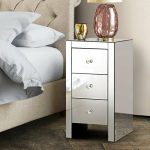 Artiss Mirrored Bedside table Drawers Furniture Mirror Glass Quenn - Image 8