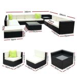 Gardeon 12PC Sofa Set with Storage Cover Outdoor Furniture Wicker - Image 2