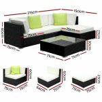 Gardeon 5PC Outdoor Furniture Sofa Set Wicker Garden Patio Pool Lounge - Image 2