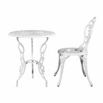 Gardeon Outdoor Furniture Chairs Table 3pc Aluminium Bistro White - Image 4