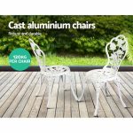 Gardeon Outdoor Furniture Chairs Table 3pc Aluminium Bistro White - Image 10