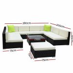 Gardeon 10PC Outdoor Furniture Sofa Set Wicker Garden Patio Lounge - Image 2