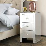 Artiss Mirrored Bedside table Drawers Furniture Mirror Glass Quenn - Image 9