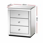 Artiss Mirrored Bedside Table Drawers Furniture Mirror Glass Presia - Image 2