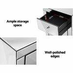 Artiss Mirrored Bedside Table Drawers Furniture Mirror Glass Presia - Image 5