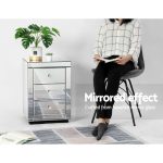 Artiss Mirrored Bedside Table Drawers Furniture Mirror Glass Presia - Image 6