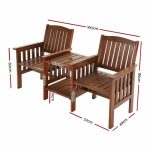 Gardeon Garden Bench Chair Table Loveseat Wooden Outdoor Furniture - Image 2
