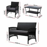 Gardeon Outdoor Furniture Set Wicker Cushion 4pc Black - Image 2